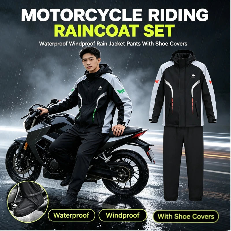 Ensemble Pluie Moto 2 Pièces – Veste et Pantalon Imperméables