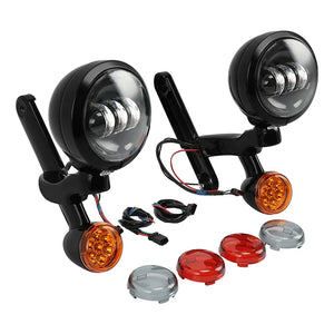 Feux additionnels LED 4,5 pouces avec support pour Harley Touring Electra Glide, Road King - vue 2