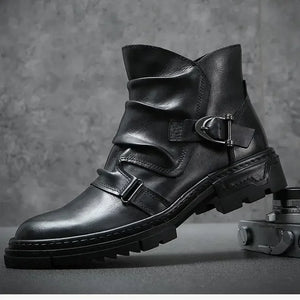 Bottes cuir motard bout rond - vue 11