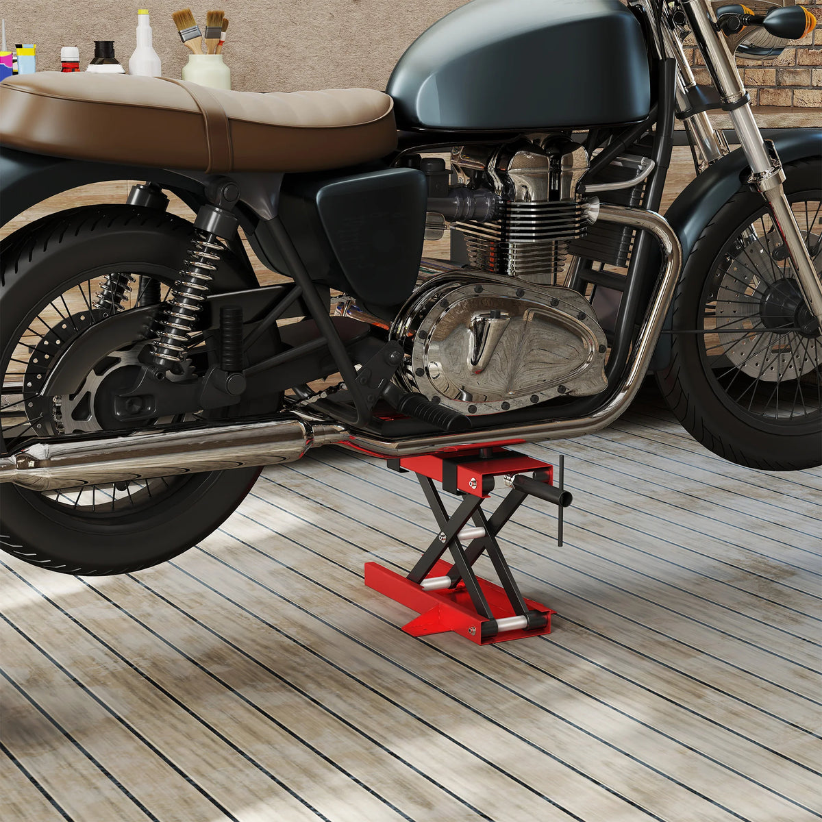 Cric de moto à hauteur réglable 95-350mm, capacité 500 kg, avec béquille centrale – photo 6/8