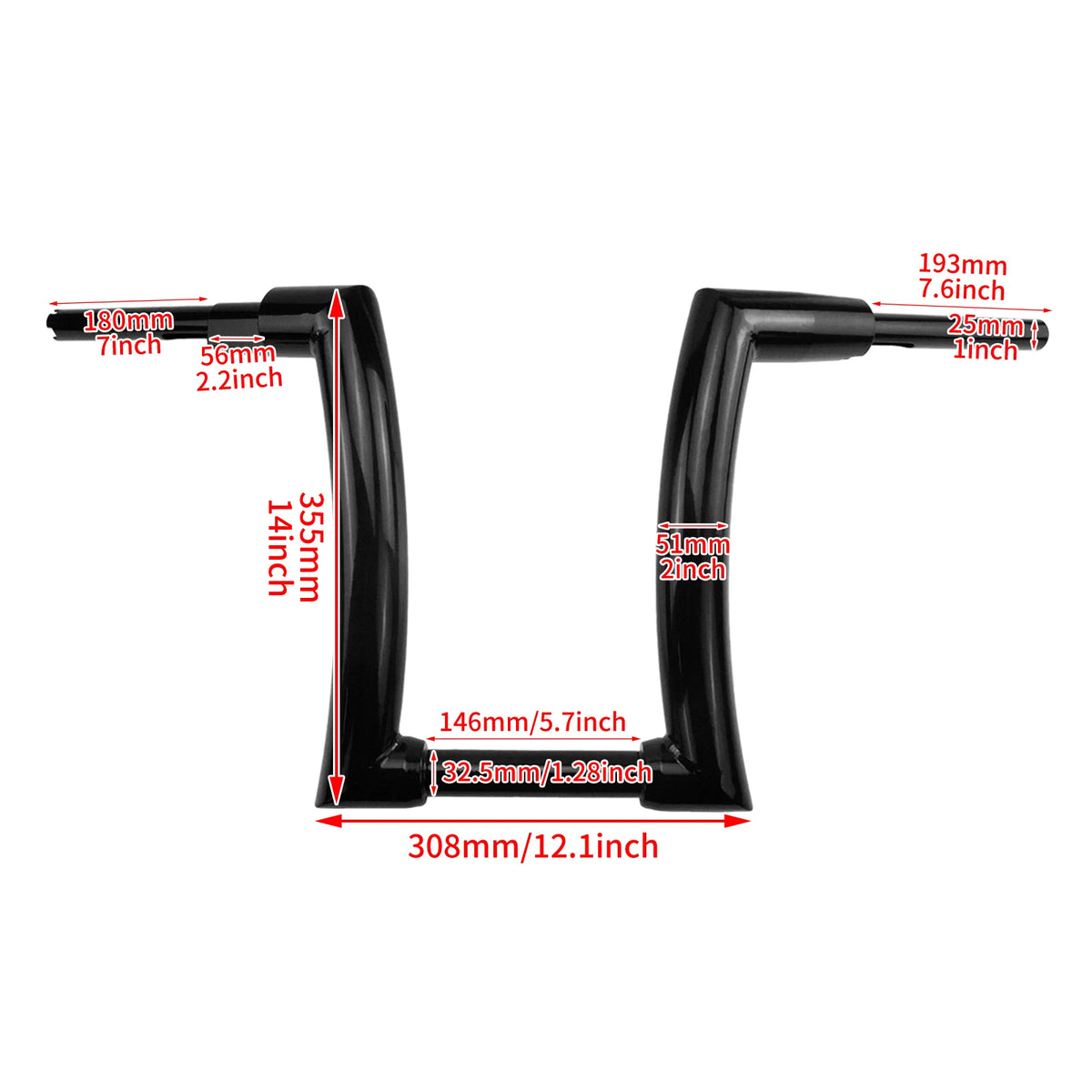 Guidon ape hanger fat bar pour Harley Softail, Dyna, Sportster et Touring - vue 6