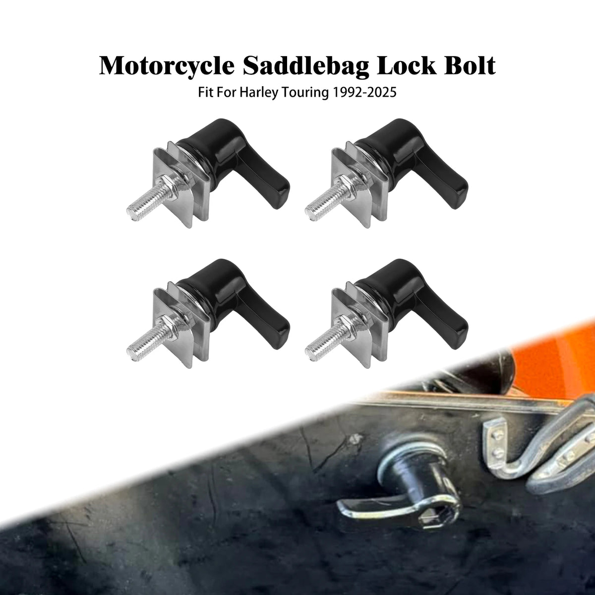 Kit 4 Boulons de Verrouillage pour Sacoches (Lever Lock) Noir - Harley-Davidson Touring 1992-2025 – photo 1/6