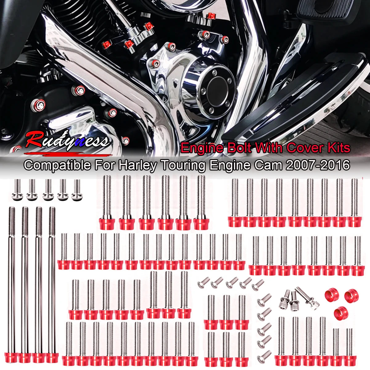 Kit de boulons et caches colorés pour moteur Harley Touring - vue 10
