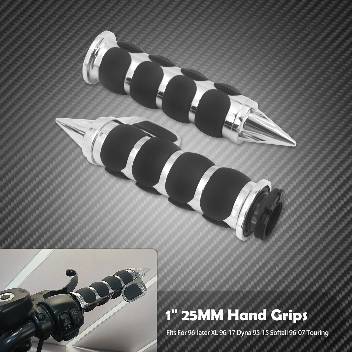 Poignées de guidon 25mm (1 pouce) en aluminium pour Harley-Davidson Touring, Softail, Sportster, Dyna – photo 8/18