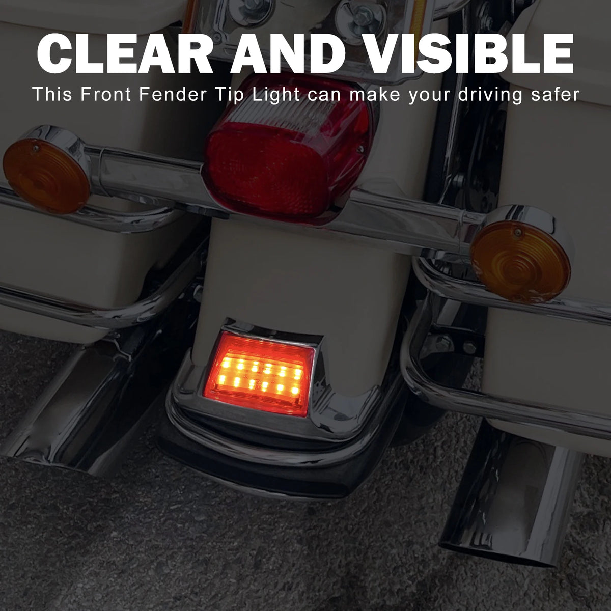 Feu de Garde-boue Arrière LED (Fender Tip) Fumé/Ambre/Rouge - Harley-Davidson Touring Road King, Softail 1980-2013 – photo 4/9
