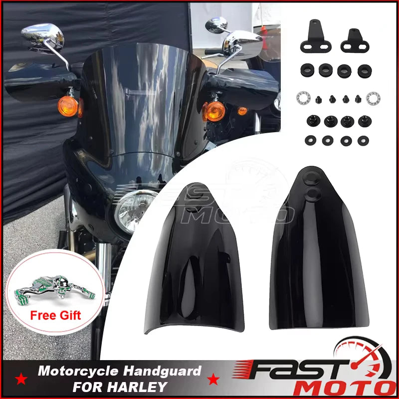 Paire de protège-mains noirs pour guidon de moto Harley-Davidson Dyna - vue 1