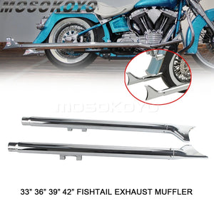 Silencieux queue de poisson chromés pour Harley Softail 2007-2017 - vue 1