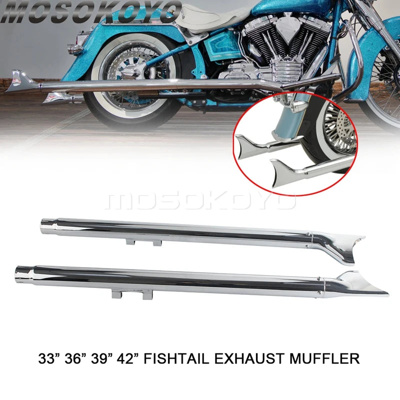 Silencieux queue de poisson chromés pour Harley Softail 2007-2017 - vue 1
