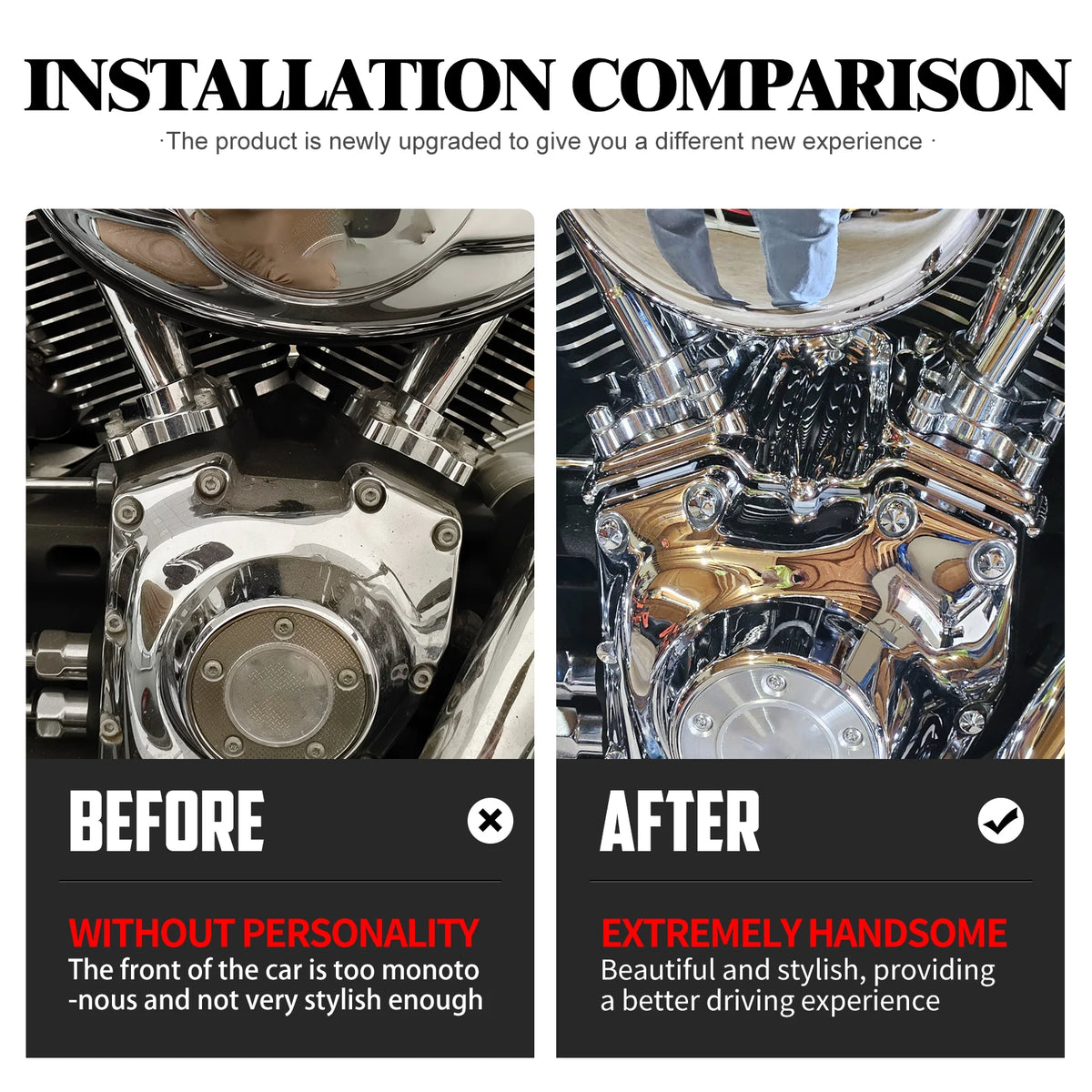 Cache chromé de bloc poussoirs moteur pour Harley-Davidson Twin Cam - vue 3
