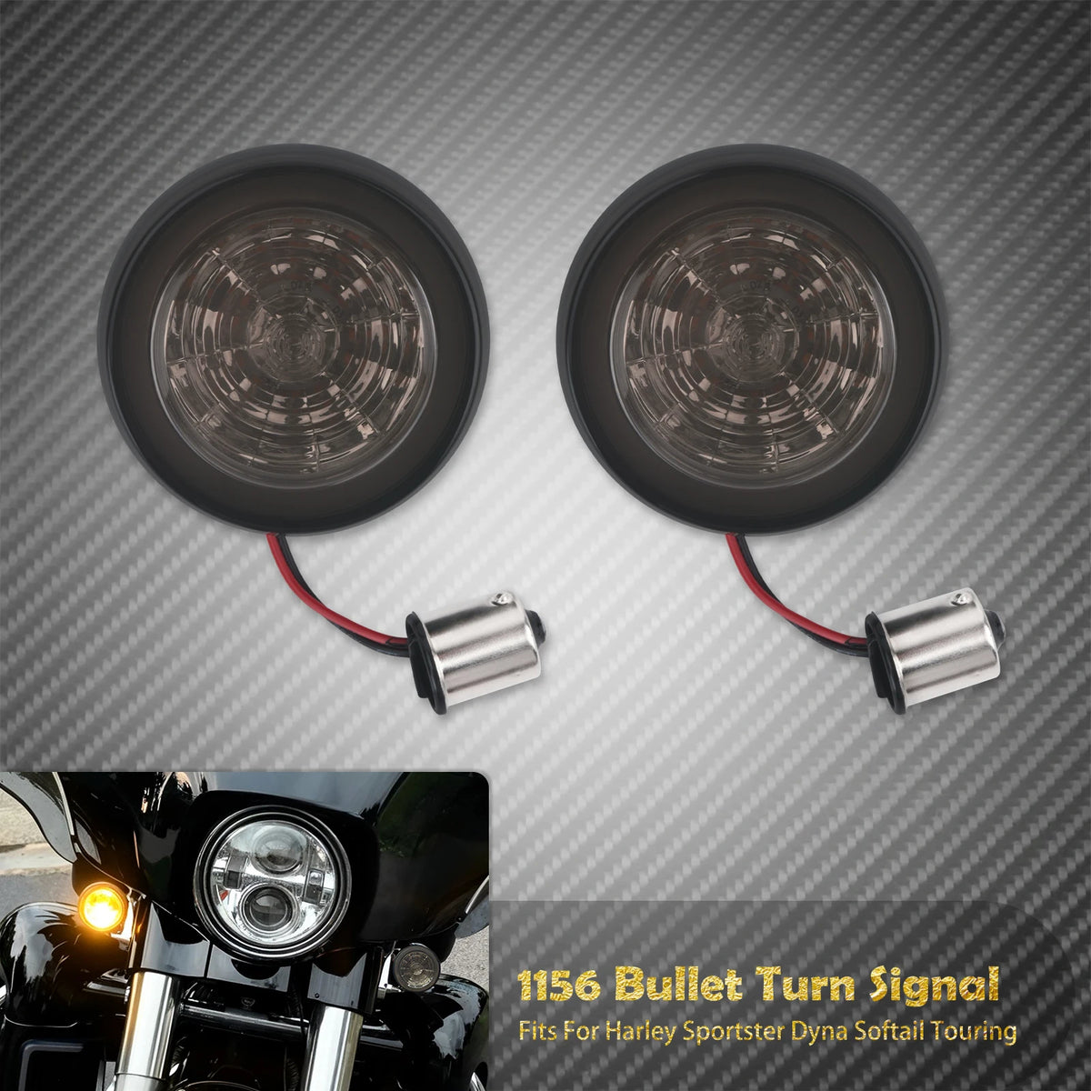Clignotants LED style bullet 1156, ambre - Harley Touring, Dyna, Sportster XL 883, Softail – photo 7/7