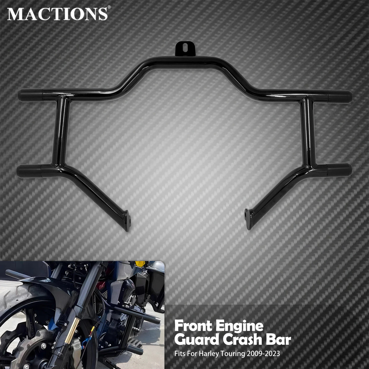 Pare-cylindres avant autoroute en fer noir pour Harley-Davidson Touring 2009-2024