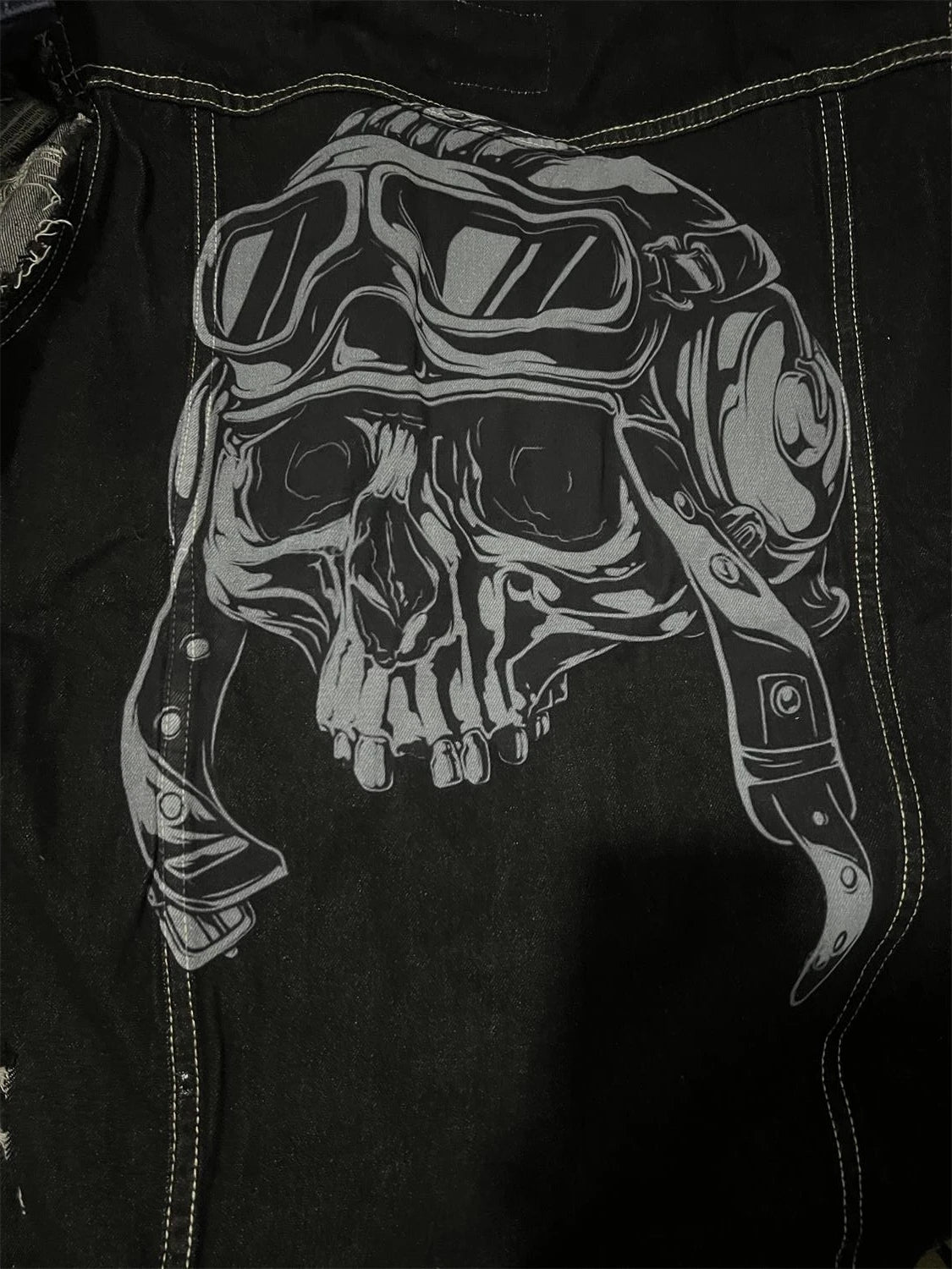 Gilet en jean homme imprimé aigle sans manches, vue de face - vue 4