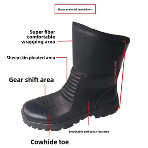 Bottes de moto en cuir véritable pour homme - vue 4
