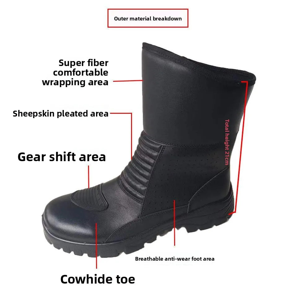 Bottes de moto en cuir véritable pour homme - vue 4