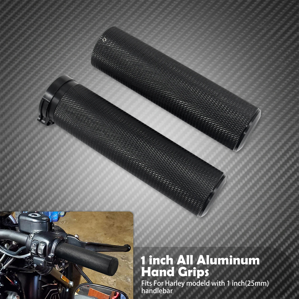 Poignées de Guidon Aluminium 25mm (1") - Harley-Davidson Touring, Softail, Dyna & Sportster – photo 8/8