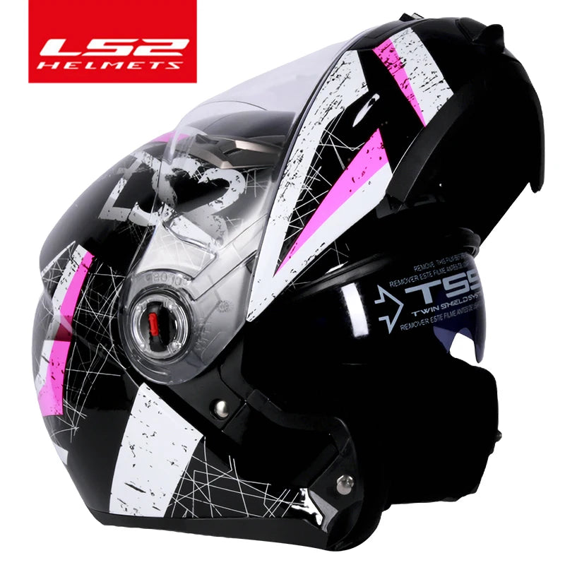 Casque moto modulable LS2 noir avec mentonnière relevée - vue de profil - vue 14