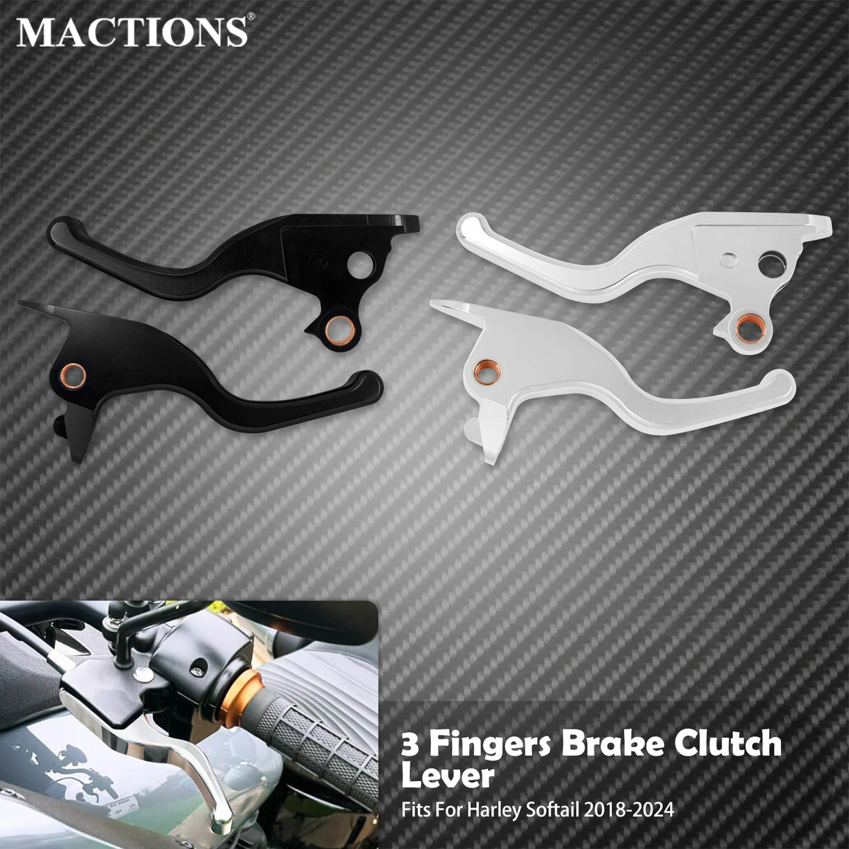 Leviers de Frein/Embrayage Courts 3 Doigts - Harley-Davidson Softail 2018-2024 – photo 1/8