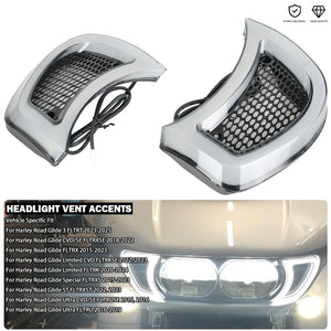 Accent lumineux LED noir intégré à la grille de phare d'une Harley-Davidson Road Glide - vue 1
