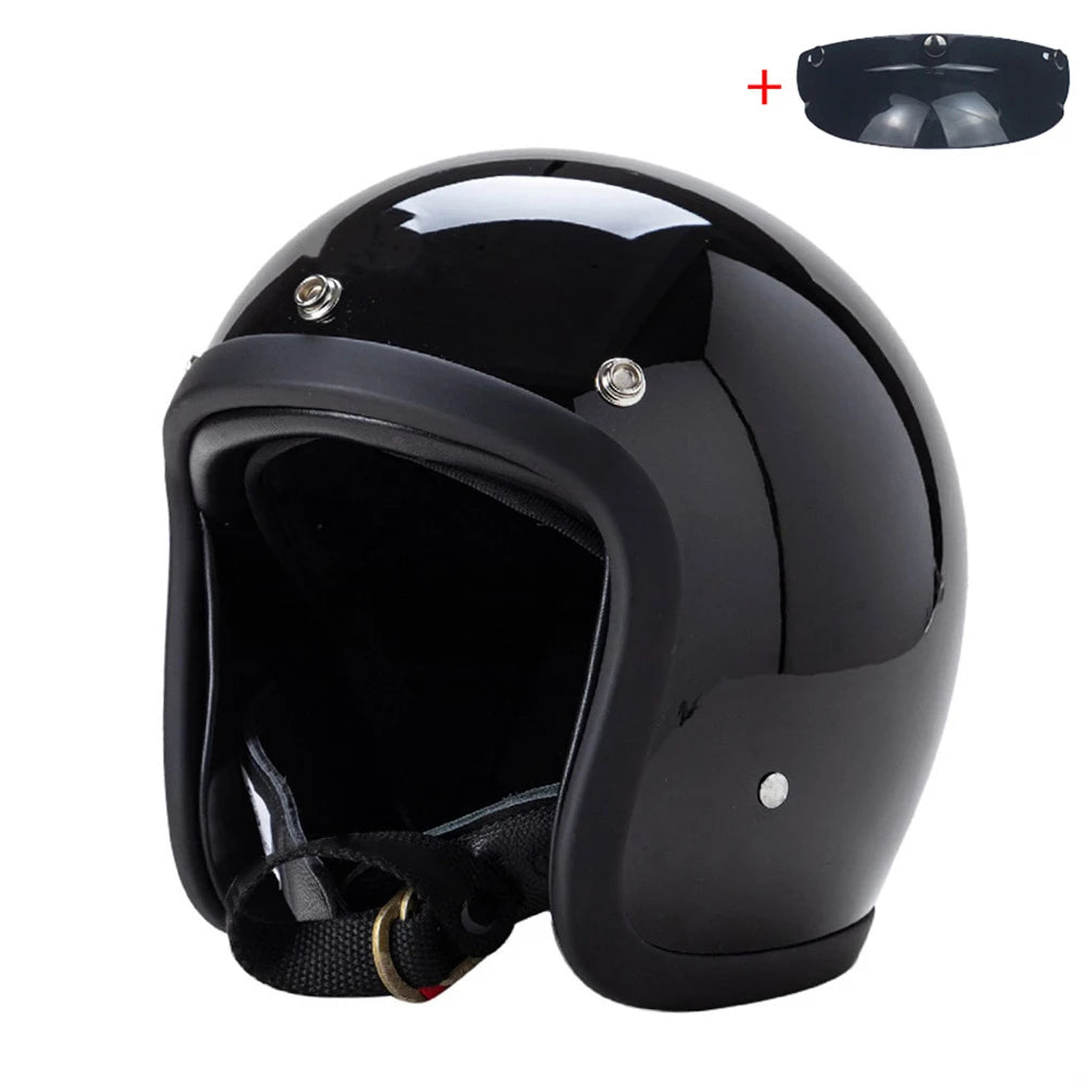 Casque moto jet vintage 3/4 style café racer - vue produit - vue 1