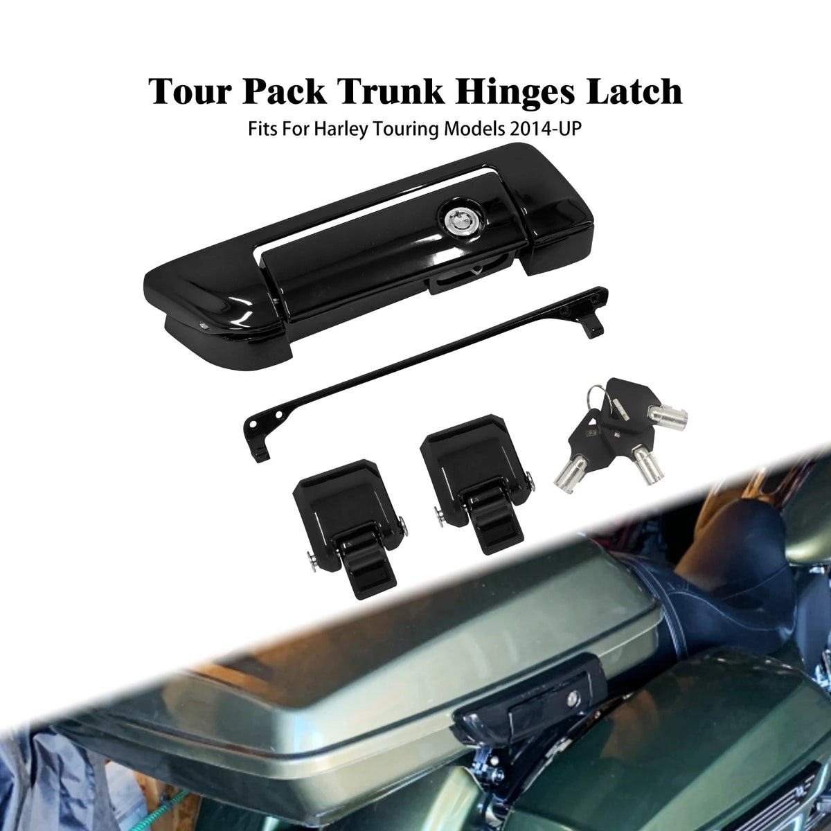 Kit charnières, loquet et serrure de malle Tour-Pak - Harley-Davidson Touring 2014 et plus – photo 1/7
