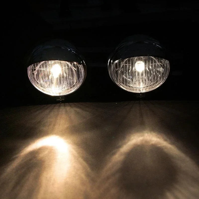 Phare additionnel rond chromé à visière pour Harley custom - vue 5