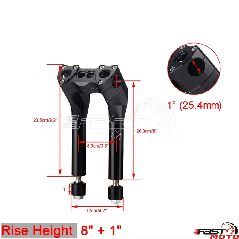 Risers de guidon T-Bar noirs pour moto Harley-Davidson Dyna - vue 26