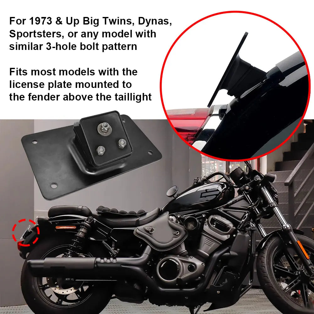 Support de plaque d'immatriculation moto 3 trous - vue 3