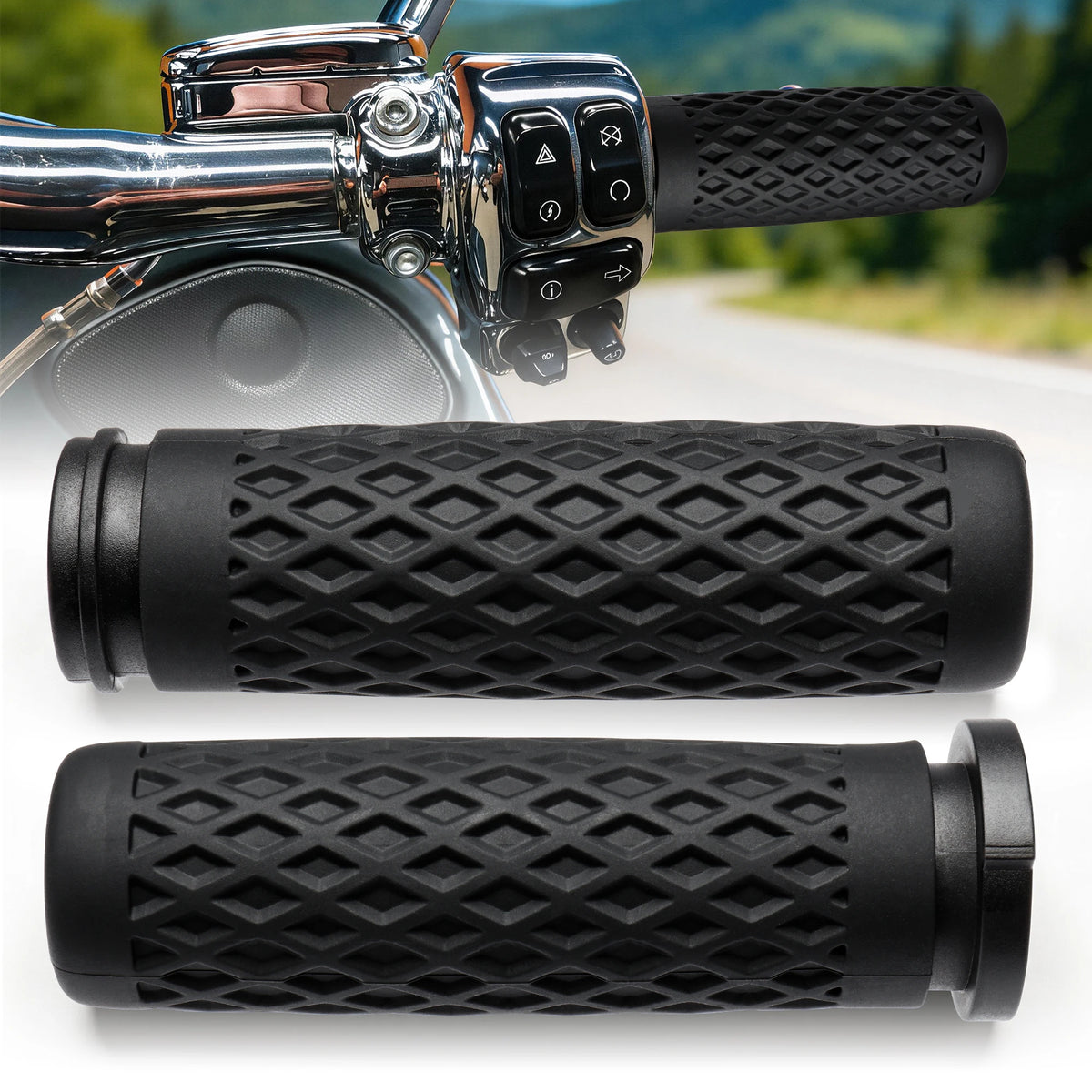 Poignées de Guidon Silicone 1 pouce - Harley-Davidson Touring/Trike 2008+, Softail 2016-2024, Low Rider S/FXSE 2016-2017 – photo 1/7