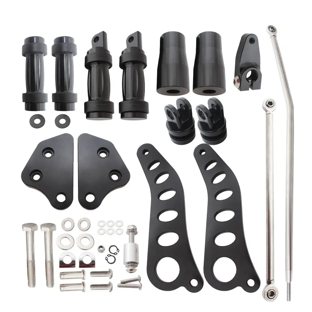 Kit commandes avancées, repose-pieds, leviers et biellettes en aluminium usiné pour Harley-Davidson Dyna Fat Bob, Super Glide, Street Bob 2000-2017 – photo 4/6