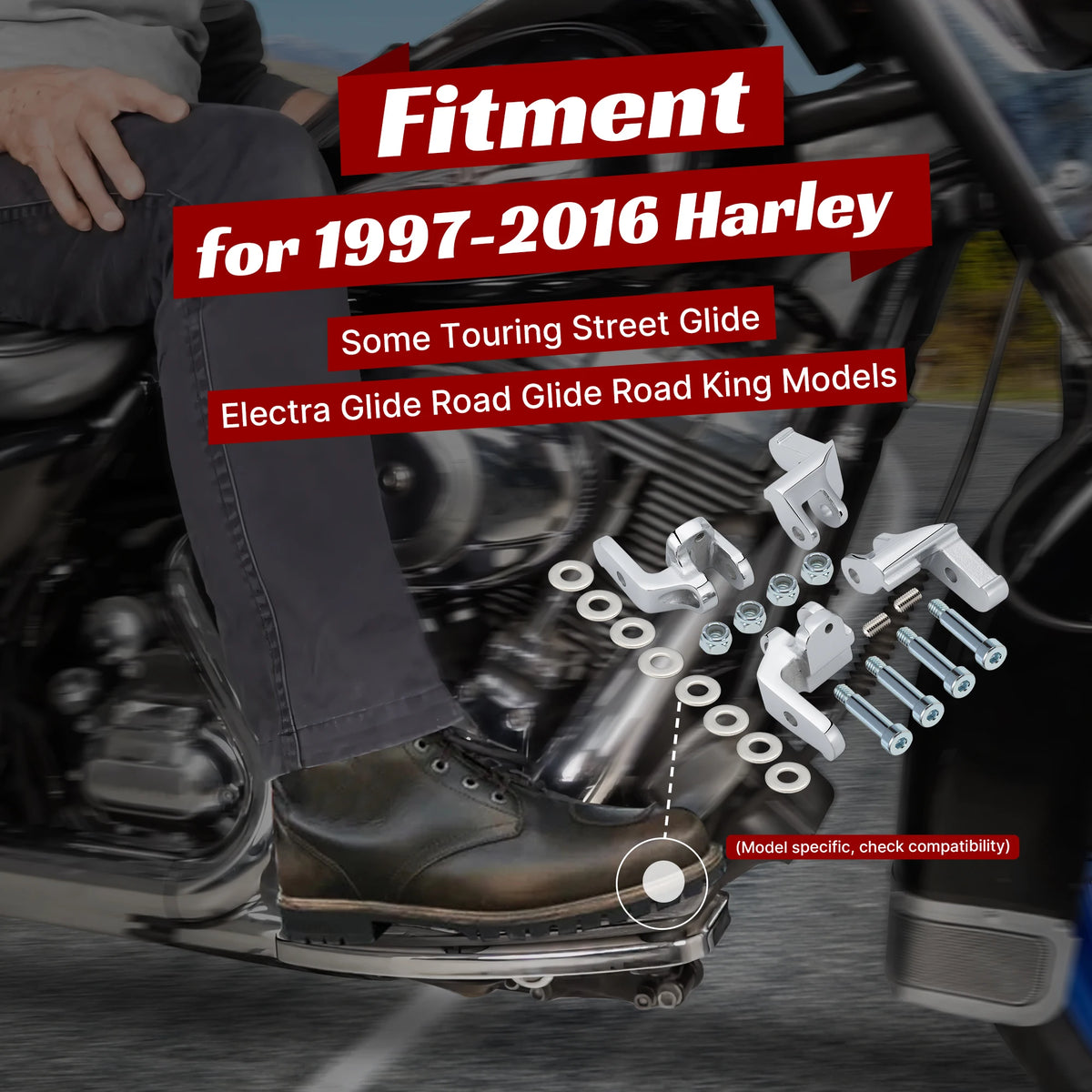 Supports de déport des marchepieds conducteur pour Harley-Davidson Touring 1997-2016 – photo 2/7
