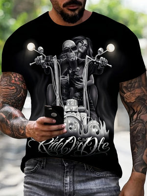 T-shirt Homme Moto Rétro Oversize - vue 2