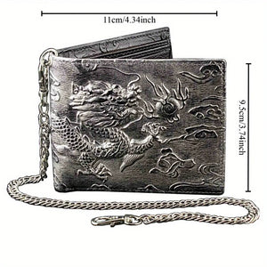 Portefeuille cuir avec chaîne anti-vol motif dragon - vue 2