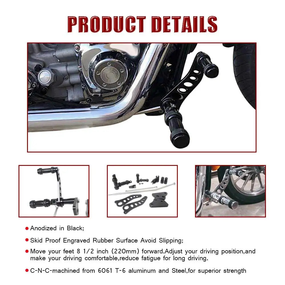 Kit commandes avancées, repose-pieds, leviers et biellettes en aluminium usiné pour Harley-Davidson Dyna Fat Bob, Super Glide, Street Bob 2000-2017 – photo 6/6