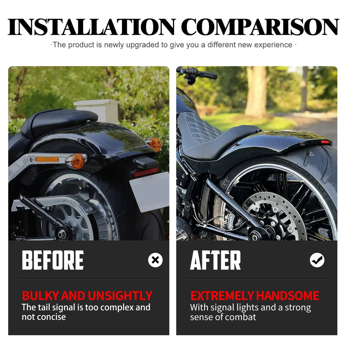 Kit garde-boue arrière raccourci et selle solo avec feux LED pour Harley Softail - vue 3