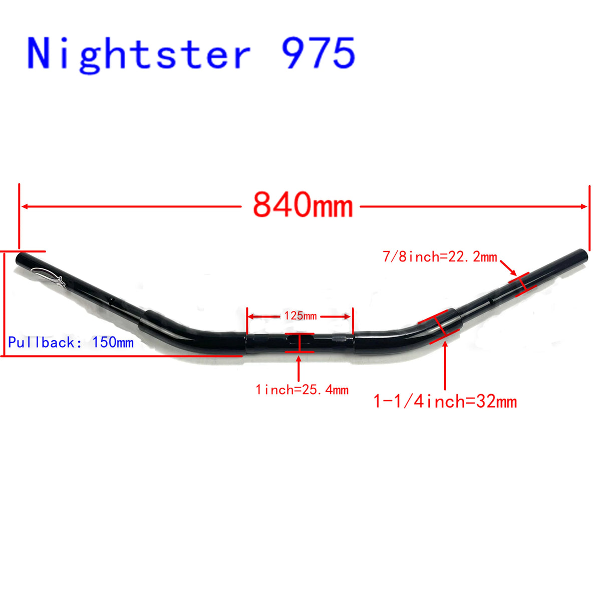Guidon drag bar noir pour Harley Sportster S et Nightster 975 - vue 5