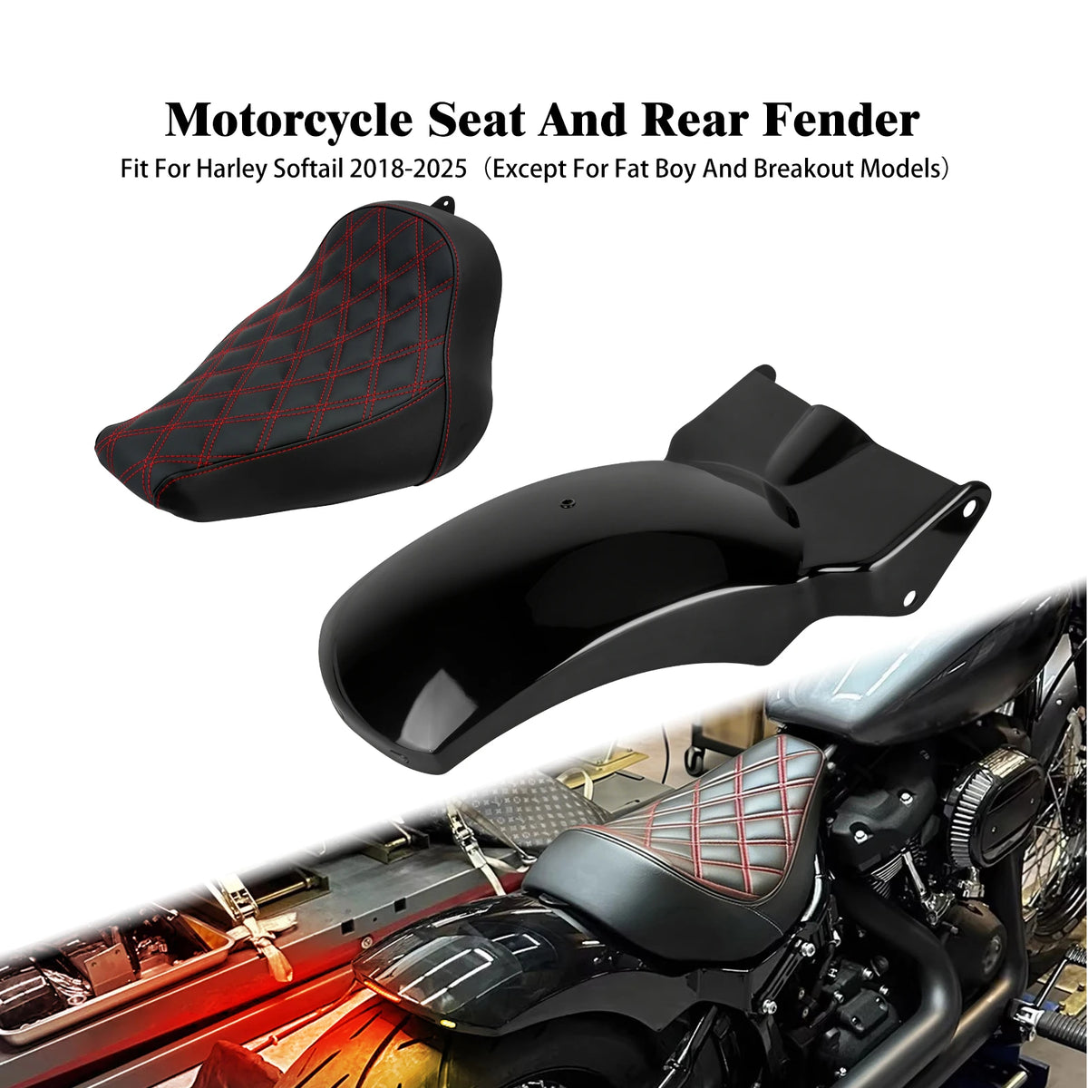 Ensemble garde-boue arrière et selle solo conducteur - Harley-Davidson Softail 2018-2025 – photo 9/10