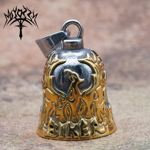 Cloche porte-bonheur dorée avec motif phénix pour motard - vue 2