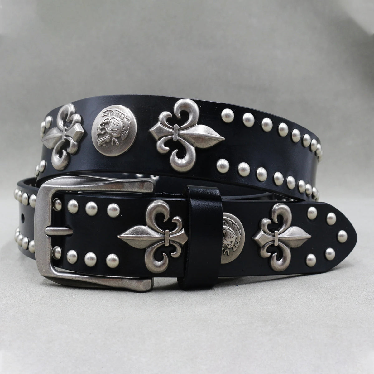 Ceinture en cuir véritable cloutée style rock - vue 27