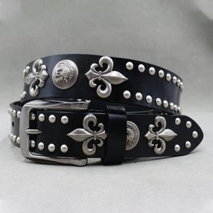 Ceinture en cuir véritable cloutée style rock - vue 27