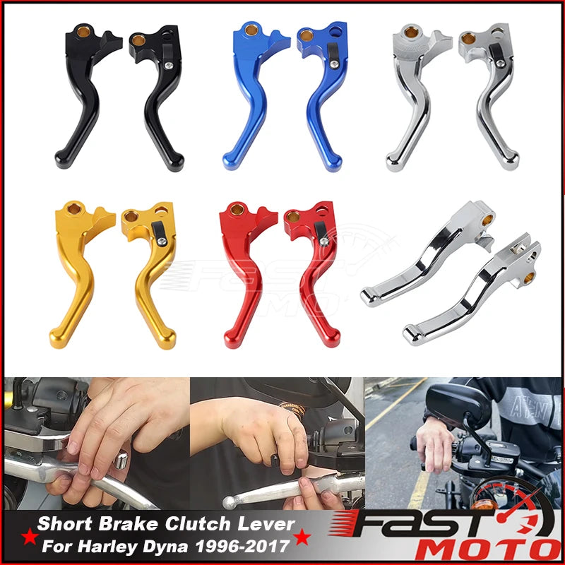Paire de leviers de frein et d'embrayage noirs pour moto Harley-Davidson Dyna - vue 1