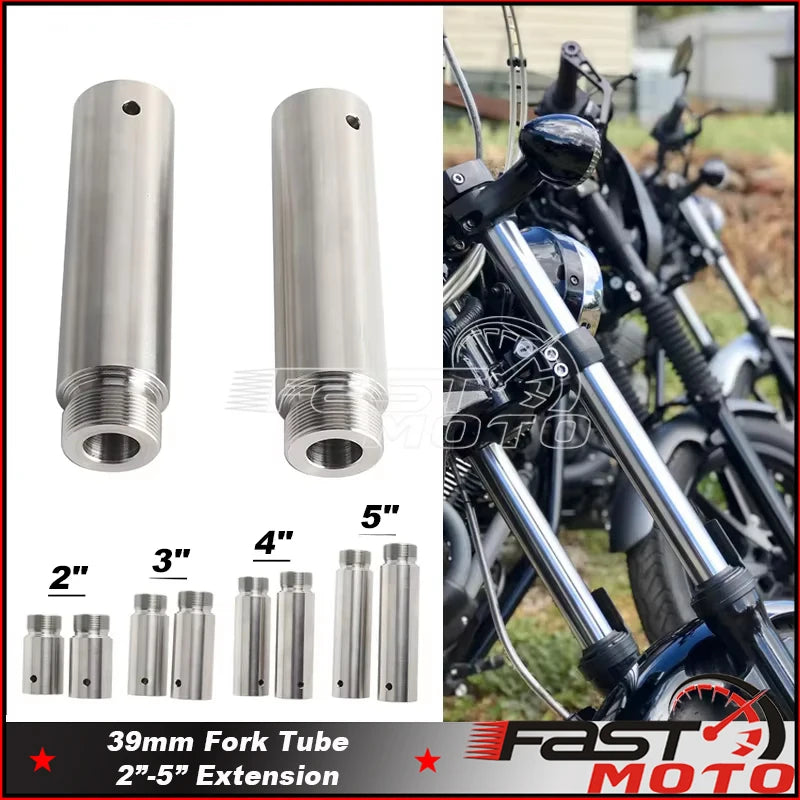 Extensions de tubes de fourche en acier pour moto Harley-Davidson - vue 1