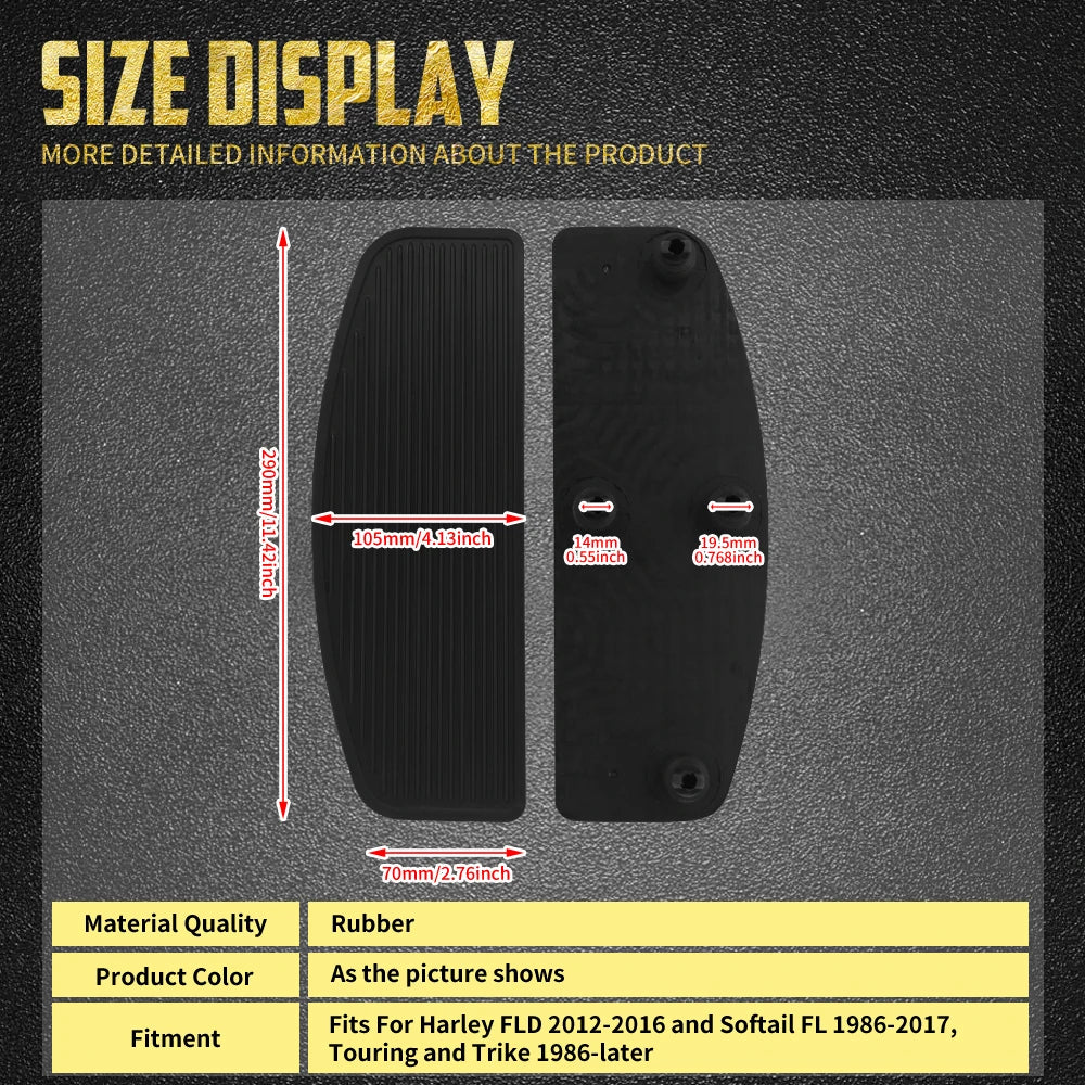Inserts Caoutchouc pour Marchepieds Conducteur (Floorboards) - Harley-Davidson Touring, Softail, Dyna – photo 6/7
