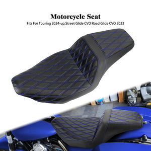 Selle biplace en cuir noir pour Harley-Davidson Touring - vue 12