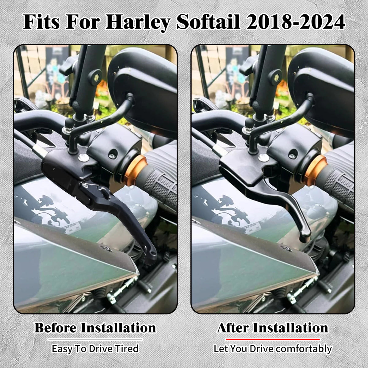Leviers de Frein/Embrayage Courts 3 Doigts - Harley-Davidson Softail 2018-2024 – photo 2/8