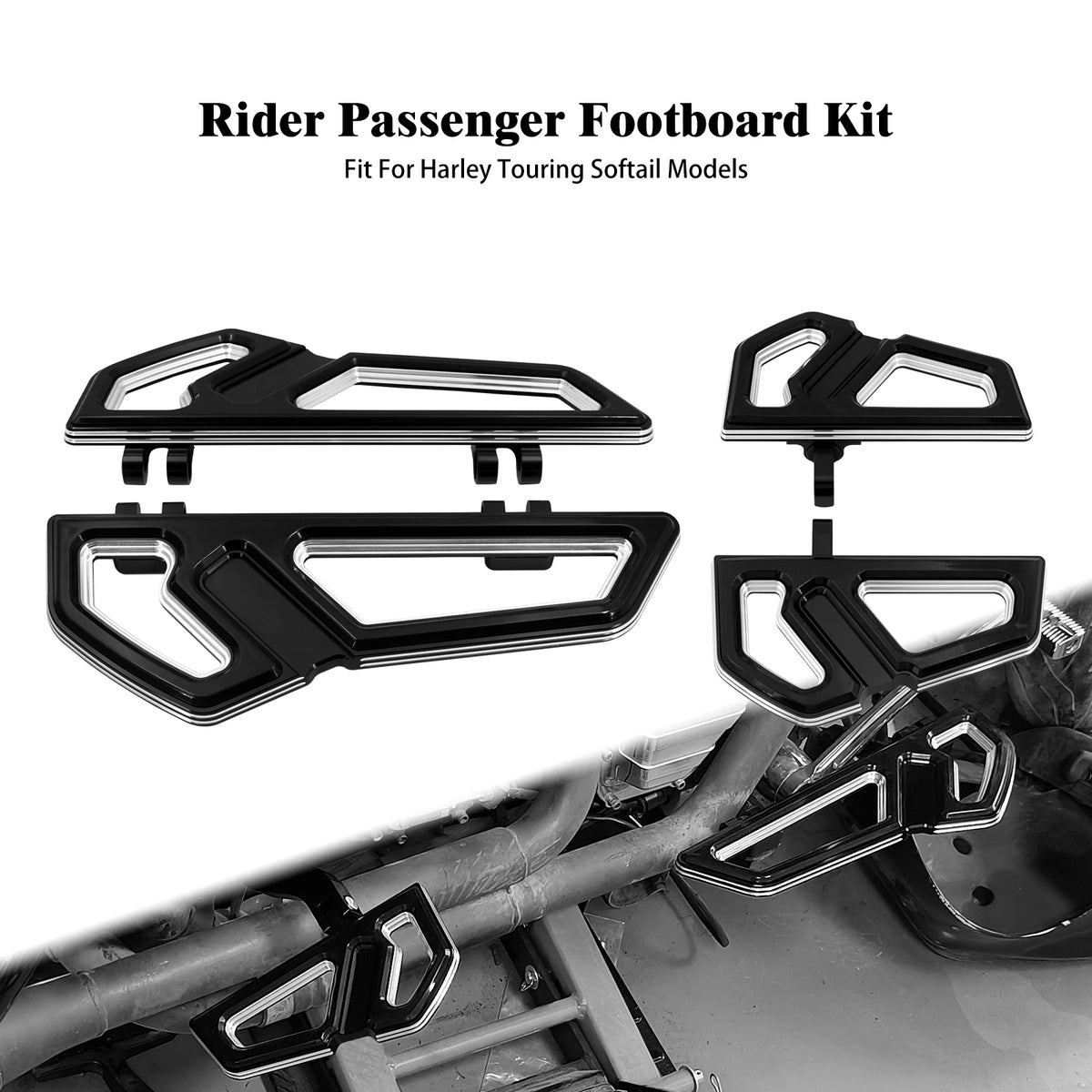 Repose-pieds Plancher Avant/Arrière Pilote et Passager - Harley-Davidson Touring, Softail FL 1986-2025 – photo 7/8
