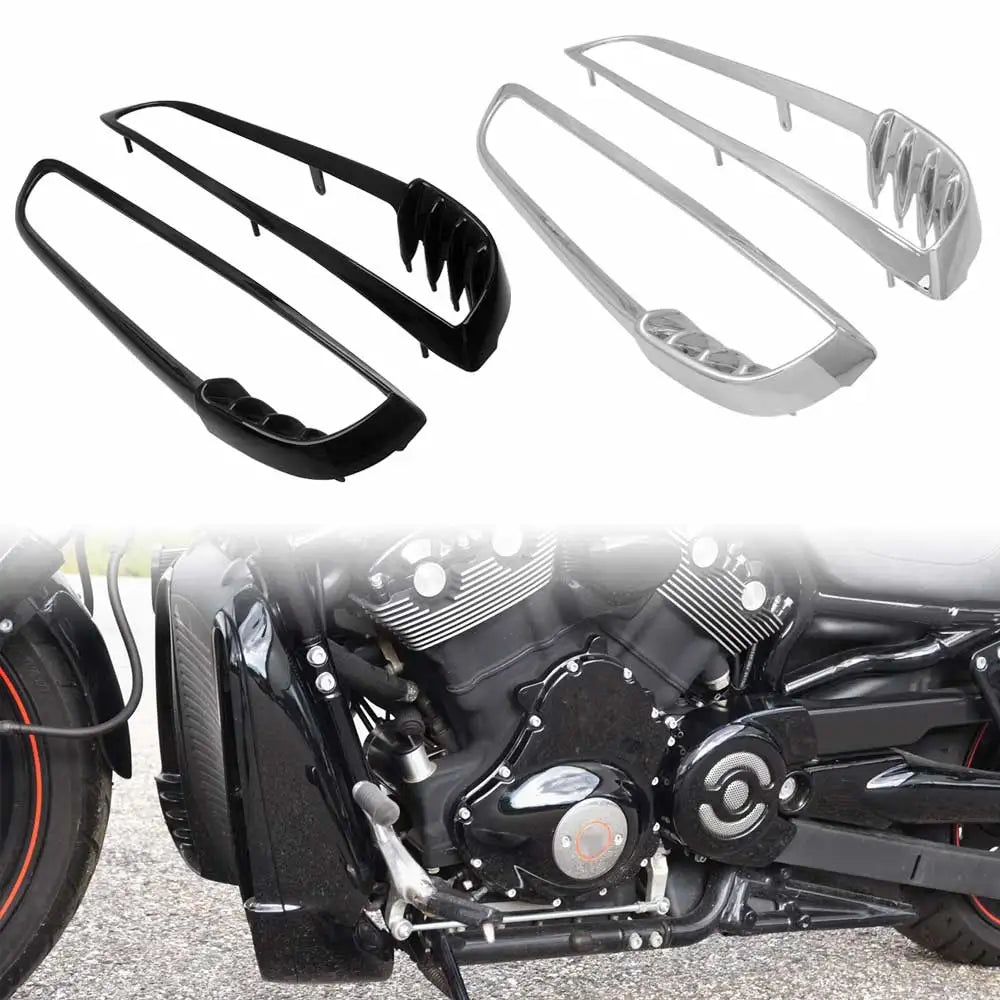 Caches de Radiateur Décoratifs Gauche/Droite (Noir/Chrome) - Harley-Davidson V-Rod, Night Rod, Street Rod VRSC/VRSCA 2002-2010 – photo 1/8