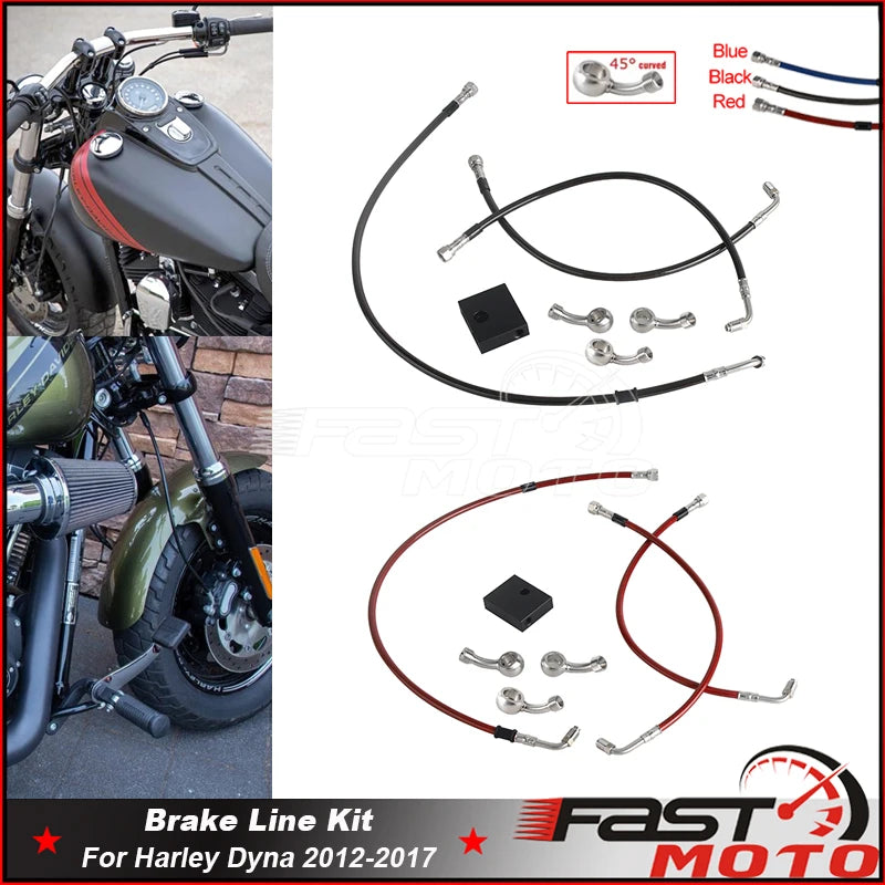 Durite de frein tressée rouge pour moto Harley-Davidson Dyna - vue 1