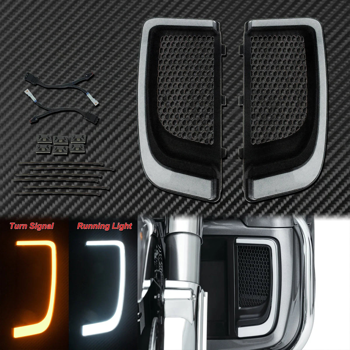 Grille inférieure de carénage LED noire pour Harley-Davidson Touring - vue 7