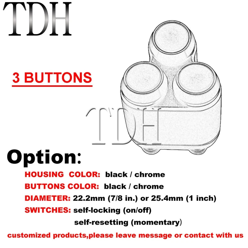 Commodo 2 ou 3 boutons pour Harley guidon 22/25 mm - vue 13