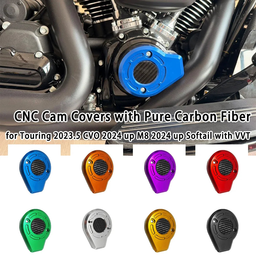 Cache de came aluminium et carbone pour Harley Touring et Softail - vue 1
